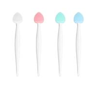 NIhtian 4pcs Silicone Lip Scrub Brush, Double-Sided Lip Exfoliator for Women & Men, Lip Cleaning Tool for Dead Skin Removal, Mini Portable Lip Scrubber for Smoother Lips, Pink, Green, Red & White