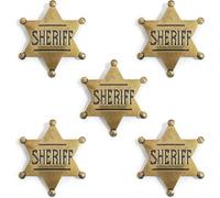 NIhtian 5 PCS Sheriff Badge Fancy Dress Shiny Sheriff Badge, Copper,Cowboy Badge for Costume Accessories Hat Clothing Party Decoration Badge （Gold）