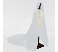 NIhtian Women Wedding Tulle Cape Witch Cloak Halloween Cape Vampire Bride Fantasy Ball Gown Gothic Dress (White)