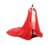 NIhtian Women Wedding Tulle Cape Witch Cloak Halloween Cape Vampire Bride Fantasy Ball Gown Gothic Dress (Red)
