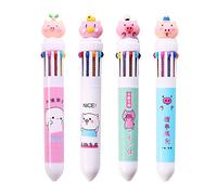 NIHUIFA Multicolor 10 in 1 Cute Cartoon Pig Ballpoint Pen Press School Office Supplies Retractable Ballpoint Pens, Assorted Colors
