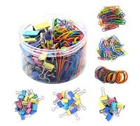 NIHUIFA Pack of 240Pcs Metal Binder Clips Elastic Rubber Bands Paper Clips Kit with Round for Case Office School Papers Files Binding Set Assorted Sizes Paper Clip Kit, Large