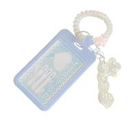 NIHUIFA Slide Action Card Cover with Spring Cord Waterproof Clear Card Case for School Office Travel and Daily