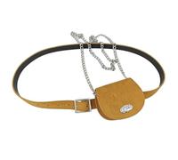 NIHUIFA Stylish Sueded Finish Waist Belt with Coin Pouches and Long Chain Pants Belt for Daily Essential and Women Office Outfit, Yellow, as the pic show