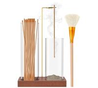 NIHUIFDPY 2 in 1 Wooden Upside Down Incense Holder for Stick with Removable Glass Ash Catcher and Incense Holder for Home Yoga Spa Tea Zen Meditations(Log color)