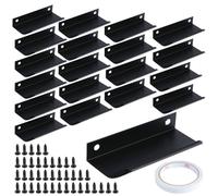 NIHUIFDPY 20Pcs Edge Finger Pulls Self-Adhesive Drawer Pulls Black Finger Edge Pulls Aviation Aluminum Concealed Handle No Drill Furniture Handles for Home Kitchen Door Drawer Cabinet 80mm