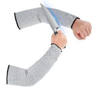 NIHUIFDPY 2PCS Cut Resistant Safety Arm Sleeves, Level 5 Arm Protection Sleeves, Anti Cut Guard Bracers Protector Forearm Wrist Arm Protector Work Sleeve For Garden Kitchen Work (45cm-NO Thumb Hole)
