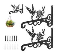 NIHUIFDPY 2Pcs Metal Iron Plant Wall Hooks Hanging Basket Brackets Wrought Iron Bracket Metal Hangers Indoor/Outdoor for Plants, Baskets, Wind Chimes, Bird Feeders, Lantern(Style 1)