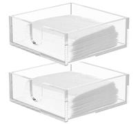 NIHUIFDPY 2Pcs Modern Acrylic Napkin Holder, Clear, 5.5x5.5x2 Inch Square Cocktail Napkin Holder