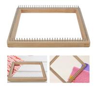 NIHUIFDPY 30x30cm Square Knitting Tool Beech Wood Knitting Board DIY Handcraft Weaving Tool with Non Detachable Hooks Multifunctional Knitting Tools for Making Cushions Scarves Hats Shawls