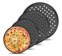 NIHUIFDPY 4Pcs Non-Stick Pizza Baking Tray, 24cm 26cm 28cm 32cm Round Pizza Pan with Perforated Holes, Carbon Steel Pizza Pizza Baking Sheet for Home Baking Kitchen Oven(4PCS)