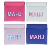 NIHUIFDPY 4Pcs Squeeze Dice Pouch for Mahjong Accessories, 9.7x10cm | 9.7x10cm PU Leather Automatically Closing Storage Bag for Board Game Tokens, , Portable Pocket Organizer for Tiles, Chips