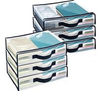 NIHUIFDPY 6Pcs Clear Clothes Storage Bag Organizer with Reinforced Handle, 40X 30X 10cm Waterproof & Dustproof Blankets Blankets Storage Bag with Sturdy Zipper for Sweater,Bedding,Bed Sheet, Pillow