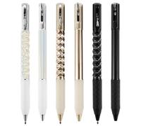 NIHUIFDPY 6Pcs Geometric Metal Crinkle Pen Fidget, Funny Crunchy Sensory Pen, Stress Relief Shape Shifting Switch Writing Pens for School Home Office Supplies, 0.5mm Retractable Gel Pens