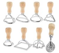 NIHUIFDPY 8Pcs Ravioli Stamp Maker Cutter, Pasta Maker Kit with 8 Shapes, Zinc Alloy & Wooden Handle
