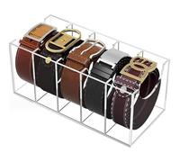 NIHUIFDPY Acrylic Belt Organizer, 5 Grid Belt Display Rack for Men, Transparent Belts Storage Holder, Multi-Functional Belts Display Case for Closet Drawer Tie Bow Watch Jewelry Cosmetic 11x5x5inch