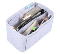 NIHUIFDPY Bag Insert Organizer, Purse Insert Organizer With Zipper, Multi-Pocket Felt Handbag Organizers Inserts, Folding Bags in Bag Organizers for Home Travel Office(Light grey)