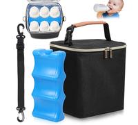 NIHUIFDPY Breastmilk Cooler Bag Fits 6 Baby Bottles Up to 9oz, Insulated Baby Bottle Cooler Bag with Ice Pack and Shoulder Strap, Oxford Small Coolers Lunch Bags for New Mother Work Commute Travel
