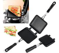 NIHUIFDPY Camping Toastie Maker Double Side Non-Stick Stovetop Toastie Sandwich Maker Baking Pan with Heat-Resistant Handles Multifunction Breakfast Frying Pan for Home Outdoors Camping