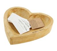 NIHUIFDPY Decorative Dough Wood Bowl, Heart Prayer Bowl with Cards, 22×22×4cm Multipurpose Religious Christians Congregation Gift Wooden Prayer Bowl for Decoration Table Centerpiece