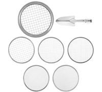 NIHUIFDPY Garden Sieve Metal 9.45inch Diameter Interchangeable Garden Riddle Mesh Sizes 1/3/6/9/12mm Stainless Steel Gardening Riddle Sieve Set with Shovel for Gardening Dirt Sand Soil Rocks