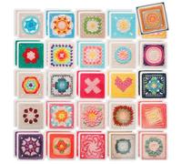 NIHUIFDPY Granny Square Card Set, 100 Mix and Match Designs DIY Crochet Blocks Cards, Complete Granny Square Crochet Book, Granny Squares Crochet Kit with 2 Pamphlets for Adults Beginner