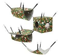 NIHUIFDPY Hamster Hammock House, 4Pack Hanging Rat Ferret Cage Accessories, Soft Warm Ferret Bunk Bed Hammock, Small Animals Bedding Hut for Hamster Rat Parrot Guinea Pig(green)