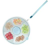 NIHUIFDPY Kids Snack Spinner Toddler Spinner Snack Box with 5 Compartments and Lid Portable Snacks Food Serving Tray Round Divided Kids Snacks Container for Candy Nut Picnic Travel(Blue)