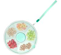 NIHUIFDPY Kids Snack Spinner Toddler Spinner Snack Box with 5 Compartments and Lid Portable Snacks Food Serving Tray Round Divided Kids Snacks Container for Candy Nut Picnic Travel(Green)
