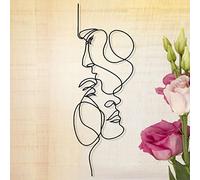 NIHUIFDPY Metal Wall Art Minimalist Facial Line Art Wall Decor Abstract Iron Wall Sculpture Modern Black Home Hanging Wall Art Decor for Living Room Bedroom Bathroom Office(40x14cm)