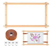 NIHUIFDPY Needlepoint Embroidery Tapestry Scroll Frame, 21"x12" Wood Cross Stitch Frame Rotated Needlepoint Embroidery Tapestry Scroll Frame Adjustable Quilting Hoop Stand Stitching Frame for Sewing