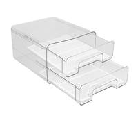 NIHUIFDPY Stackable Fridge Organisers with Lids, Pull Out Fridge Drawer Storage Bins with Drain Tray, Double Layer Clear Plastic Refrigerator Storage Containers for Kitchen Refrigerator Cabinets