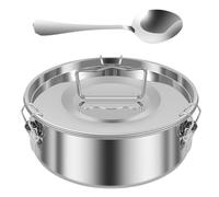 NIHUIFDPY Stainless Steel Flan Pan With Lid 1.5QT - 7.5×7.5×3 Inch Flan Maker With Handle and Spoon - Rustproof Flanera for Cake Baking