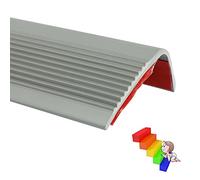 NIHUIFDPY Stair Edge Nosing Trim, 2M Stair Anti Slip Nosing, Self Adhesive PVC Staircase Step Edge Protector, Waterproof Wear Resistant Treads Edge Trim for Outdoor Indoor Stair(gray)