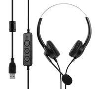 NIHUIFDPY USB Headset with Microphone Noise Canceling 2.5m Length Stereo PC Headset with Noise Canceling In-Cable Controls, Multi-Use USB Headsets Earphone for Telephone Conferencing/Online Courses