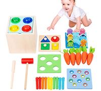 NIHUIFDPY Wooden Baby Montessori Toys for 1 2 3 Year Old Boys Girls, Preschool Baby Sensory Toys, 5 in 1 Activity Cube Balls Drop Toy, Toddlers Early Educational Sorting Toy