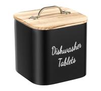 NIHUIFDPY Wooden Laundry Pod Container with Lid, Dishwasher Tablet Storage Box, Dishwasher Pod Holder, Multipurpose Detergent Bead Organizer for Laundry Room, Kitchen, Bathroom(Black)