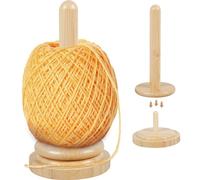 NIHUIFDPY Wooden Yarn Holder for Knitting and Crocheting Rotatable Bamboo Yarn Skein Spinner Revolving Yarn Ball Stand Smooth Yarn Ball Holder Dispenser Crochet Accessory for Knitting Lovers
