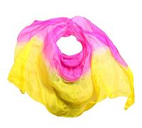 NIHUJALE Silk Fan Real Silk Belly Dance Veil Bellydance Accessory Hand Scarf Shawls Customized Belly Dancer Stage Performance Prop(Rose Yellow,90x200cm)