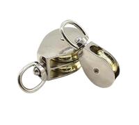 NIHUJALE Stainless Steel Pulley, Metal pulley zinc alloy fixed pulley crown block and pulley block mini single pulley DIY 1pcs(Fixed-Double-36mm)