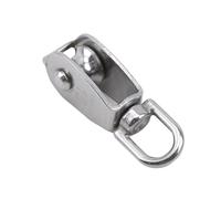 NIHUJALE Stainless Steel Pulley, single/double wheel swivel lifting rope pulley block lifting wheel tool wire rope crane pulley(M15-Single Wheel)