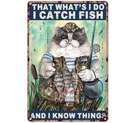 Nihybox That What's I Do I Catch Fish Antique Tin Sign Rustic Wall Decor Vintage Tin Signs Wall Art Retro Poster Metal Tin Sign Home Decor Garage Kitchen Bar Restaurant 5.5x8 Inch