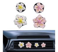 NIIIYTYB 4Pcs Cute Car Air Freshener Vent Clips Flower Air Vent Clips for Fresheners Pink Hawaiian Hibiscus and Cherry Blossom Car Accessories Aesthetic Interior Decor for Women Peach Blossom
