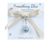 NIIIYTYB Bouquet Charms for Bride Something Blue Wedding Peal Charm from Mom to Daughter in Law Sentimental Sister for New Wedding Day Accessory for Bride to Be