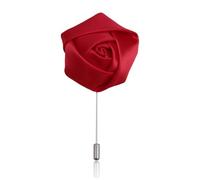 NIIIYTYB Lapel Pin for Men Gentleman's Essentials Premium Handmade Flower Red Rose Boutonniere Silk Rose Pin Red Flower Suit Pin for Gentlemen Stylish Man's Accessory, 2*2inch, Polyester, no gemstone