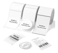 NIIMBOT 3 Roll Set Label, 50x80mm White/50x80mm Clear/50x50mm White Round | Thermla Label Comptible with B1/B21/B21 Pro Label Maker, for Kitchen Jar/ Address/Price/Gift