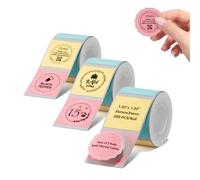 NIIMBOT 3 Rolls Round Colorful Labels for B1 B21 B3S K3 Label Maker, 1.34'' x 1.34'' (34x34mm) Printer Labels, Food Labels for Jars, Personalized Editable Labels for Home/School/Office
