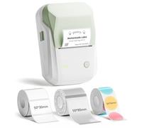 NIIMBOT B1 Label Maker Machine with 3 Tapes, 50x30mm White/34×34mm ColorfulB/50x80mm Clear, Bluetooth Thermal Label Printer for Small Business,Office,Home,School (Green, 1 Printer+3 Roll Label)