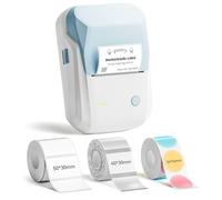 NIIMBOT B1 Label Maker Machine with 3 Tapes, 50x30mm White/40x30mm Clear/34x34mm Round, Bluetooth Thermal Label Printer for Small Business,Office,Home,School (Light Blue, 1 Printer+3 Roll Label)