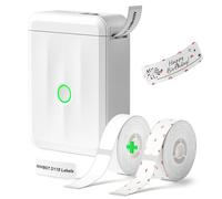 NIIMBOT D110 White Bluetooth Label Maker - Portable Mini Thermal Printer with 2 Rolls Bundle (1 White Roll + 1 Love Pattern Roll)